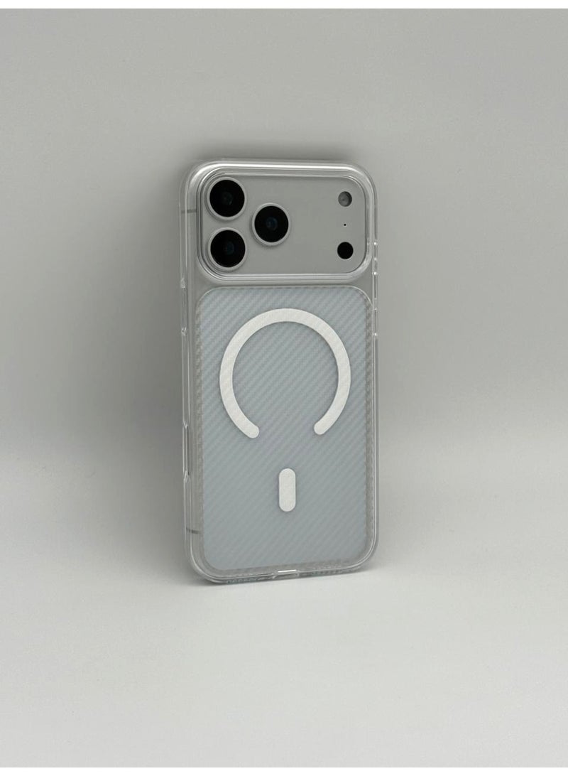 general Premium MagSafe Compatible Carbon Fiber Texture Case for iPhone 17 Pro – Ultra-Slim Shockproof Back Cover with Integrated Camera Protector & Metallic Accents – [White] - Image 2